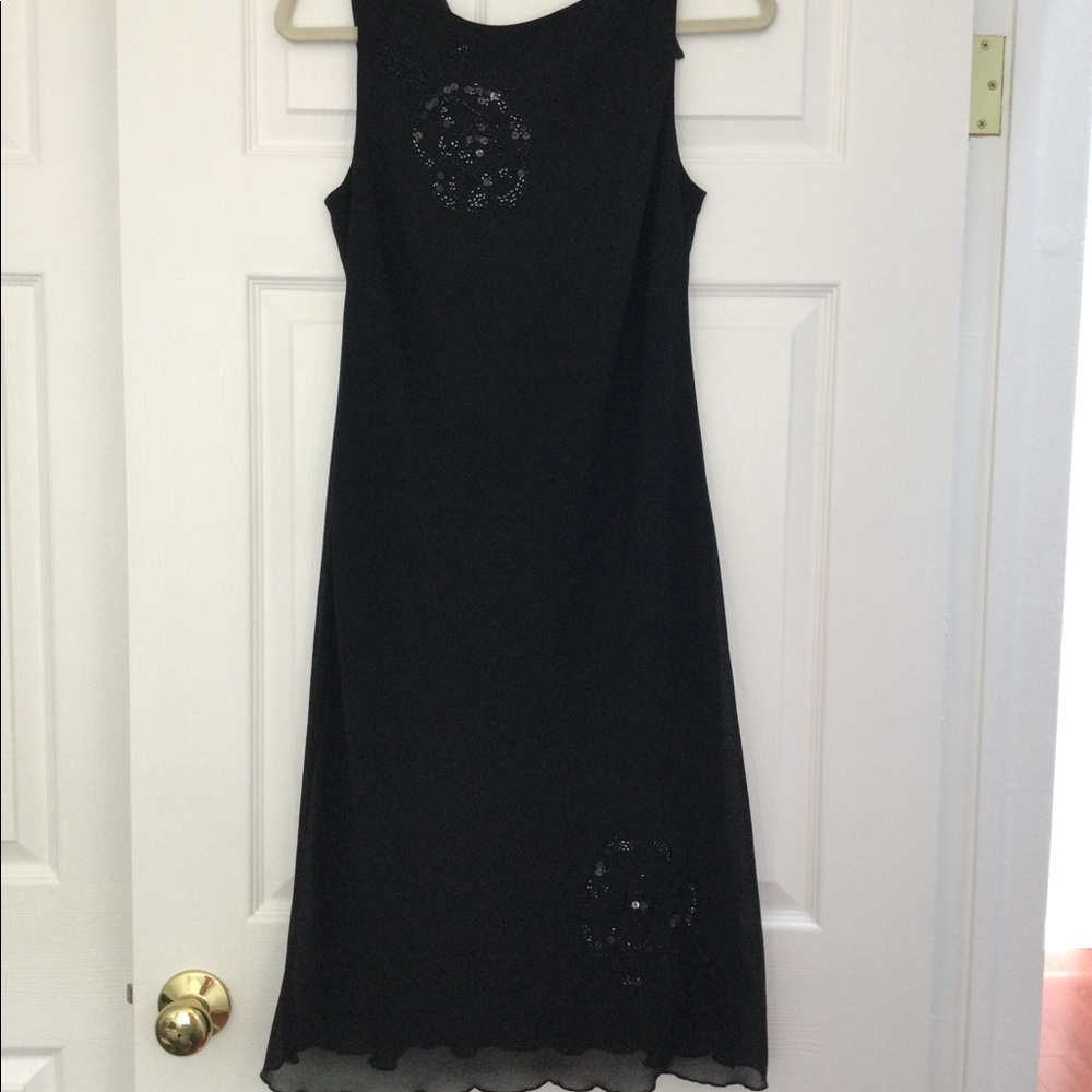 Black Cocktail Dress with Sequin Appliqué NWOT